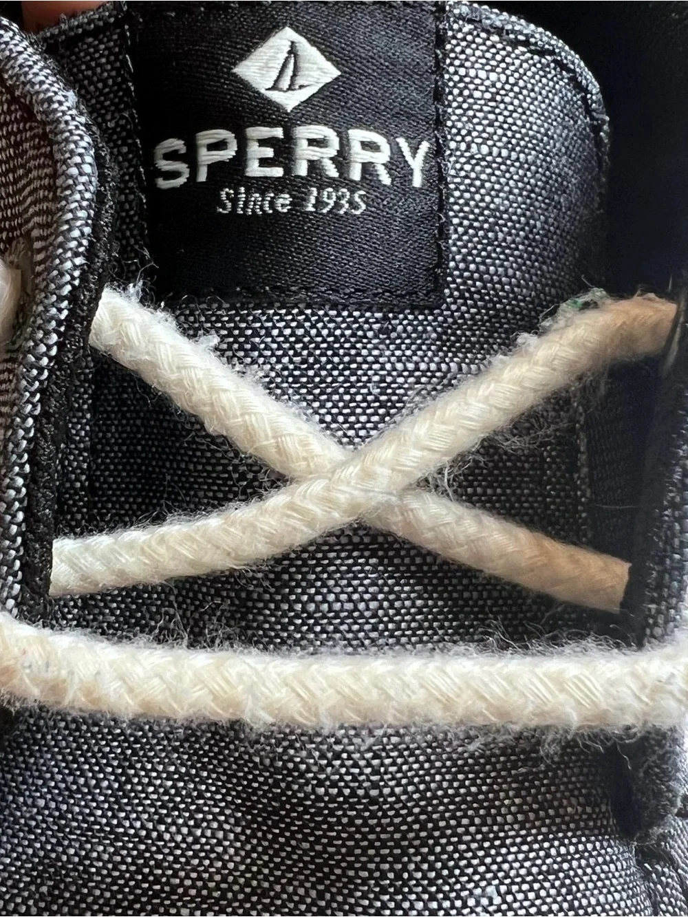 Sperry Men’s Charcoal Canvas Boat Shoes with White Laces